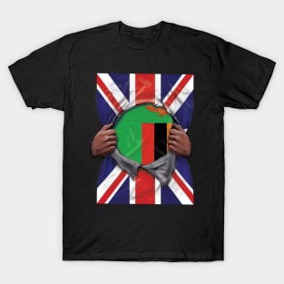 Zambia Flag Great Britain Flag Ripped - Gift for Zambian From Zambia T-Shirt